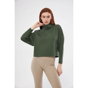 Kadın Haki Balıkçı Yaka Sweatshirt