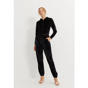Kadın Siyah Kadife Takım