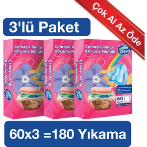 Ultra Clean Çamaşır Rengi Koruma Mendili - 60 Mendil - 3 Paket