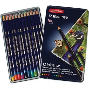 Inktense Mürekkep Etkili Aquarel Boya Kalemi Teneke Kutu 12 Renk