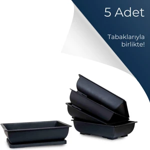 Plastik Bonsai Sukulent Alıştırma Saksısı 27 cm - Siyah (5 Adet)