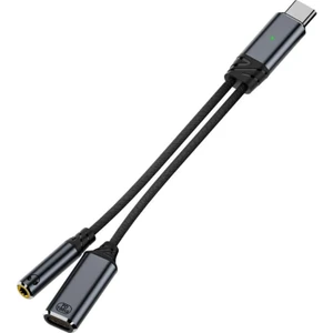 Type C To 2in1 3.5mm & Type-C Çevirici Dönüştürücü Kulaklık ve Hızlı Şarj