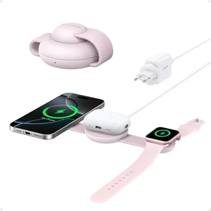 UFO MagGo Kablosuz Şarj Cihazı (3'ü 1 Arada, Katlanabilir Ped) - Pembe - B25M8 (Anker Türkiye Garantili)