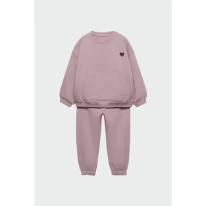 Işlemeli Pamuklu Sweatshirt Jogger Eşofman Alt-Üst Takım