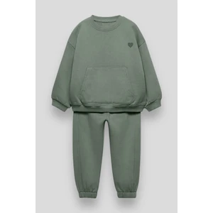 Işlemeli Pamuklu Sweatshirt Jogger Eşofman Alt-Üst Takım