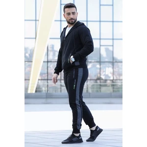 Mishar İtalia Yan Şerit Detaylı Kapüşonlu Fermuarlı Erkek Eşofman Takımı