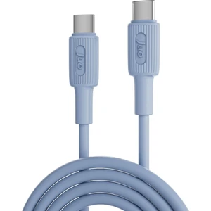 60W USB Type-C To Type-C Silikon Hızlı Şarj ve Data Kablosu Mavi 1 Metre