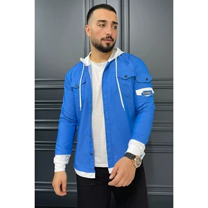 Kapüşonlu Renk Garnili Erkek Gömlek P-00013307