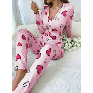 The Different Siyah Kalp Desenli Uzun Pijama Tulum