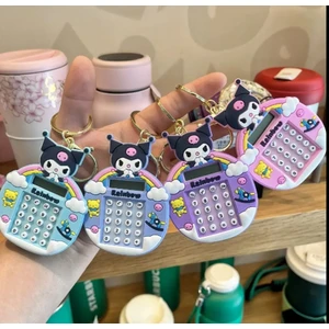 1 Adet Kawali Rainbow Temalı Mini Hesap Makinesi, Çocuk Için Arkası Labirent Oyunlu Anahtarlık