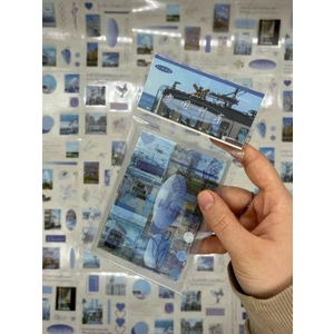 In The Mood For Love 10 Yaprak 72 Adet Mavi Renk Pet Sticker Set/Su Geçirmez/Etiket/Çıkartma/Bullet Journal