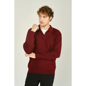 Ateş Triko Erkek Polo Yaka Düğmeli Yün Kazak 6091023 D.bordo