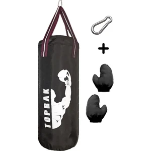 6-9 Yaş Boks Torbası 50CM Çocuk Boks Torbası Eldiven+Karabina Hediyeli Siyah