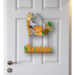 Safari Hayvanları Temalı Kişiye Özel Kapı Süsü