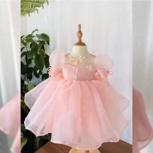 Meta Moda Kız Çocuk Abiye Kız Çocuk Elbise Kız Çocuk Elbise Karpuz Kol Karolin Incili