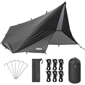 Tarp Tente Gölgelik Örtü Outdoor Kamp Branda Çadır Yağmurluk 300x400 Cm - Siyah