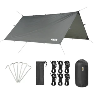 Tarp Gölgelik Tente, Taşınabilir Hafif Branda Kamp Çadırı Brandası Seyahat 300X300 Cm- Gri