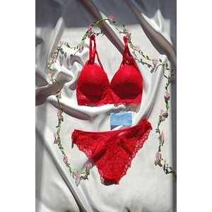 Kaplı Toparlayıcı Dantelli Bralet Sütyen Takımı