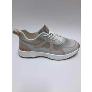 Bej Rengi Yumuşak Hafif Bağcıklı Esnek Triko Spor Ayakkabı C-82414456BLL