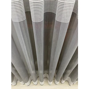 İnci Life Home Ebru Bantlı Iki Renkli 1/2,5 Orta Normal Pileli Tül Perde Ekru-Antrasit Gri Renk