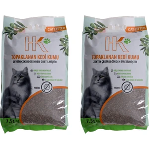 Hk Cat Litter | Zeytin Çekirdeğinden Üretilen Aktif Karbonlu %100 Doğal Kedi Kumu 7.5Lx2