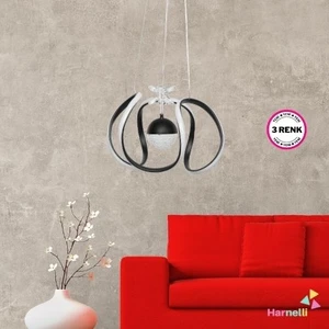 3 Renk Yanabilen Şeker Camlı Modern Ledli Avize