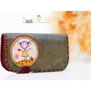 Hoodie Mouse Cin Ayse Figürlü Büyük Cüzdan Etnik Bohem Retro Vintage Style - Yesil