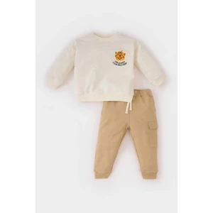 Erkek Bebek 2'li Takım Bisiklet Yaka Baskılı Sweatshirt Beli Lastikli Eşofman Altı D9594A525SP