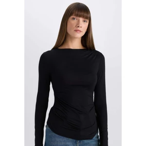 Slim Fit Dar Kesim Bisiklet Yaka Basic Düz Soft Touch Uzun Kollu Tişört E5884AX25SP