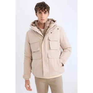 Su İtici Slim Fit Dar Kesim Kapüşonlu Fermuarlı Çıtçıt Kapamalı Cepli Mont C7443AX24WN