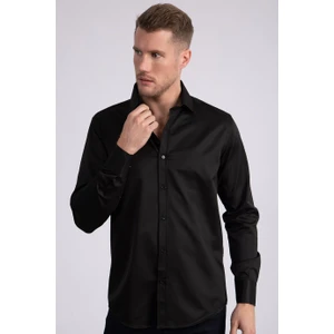 Modern Slim Fit Düz Saten Erkek Gömlek