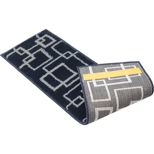 Home GH40A-GRYB-GRY3 Kare Desenli Kaydırmaz Tabanlı 3'lü Merdiven Halısı - Gri/siyah