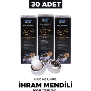 Handy Towel Ihram Için Doğal Temizleme Mendili, Hac - Umre Alkolsüz ve Kokusuz Mendil 3'lü Set 30 Adet