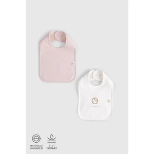 2'li Sıvı Geçirmez Pembe - Ekru Mama Önlüğü