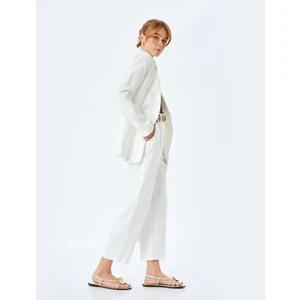 Cepli Kemerli Yüksek Bel Havuç Kesim Kumaş Pantolon