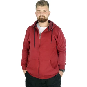 Mode Xl Erkek Sweatshirt Kapşonlu Zippered Basic 20543 Bordo