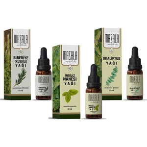 Biberiye Yağı, Okaliptüs Yağı, Nane Yağı, 3'lü Nefes Seti