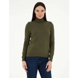 Pierre Cardin Kadın Haki Slim Fit Basic Kazak 50290579-VR238