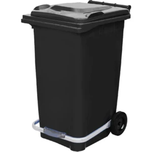 MCK Plus Siyah Plastik Metal Pedallı Çöp Konteyneri 240 Litre Konteyner - Isıya Dayanıklı Malzeme -