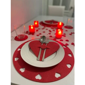 Sevgililer Günü 2 Kişilik Kalpli Supla- Amerikan Servis Set (6 Parça)