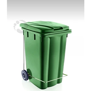 MCK Plus Yeşil Plastik Metal Pedallı Çöp Konteyneri 240 Litre Konteyner - Isıya Dayanıklı Malzeme -