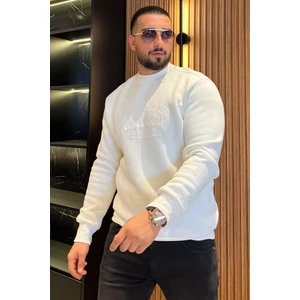 Mishar İtalia Bisiklet Yaka Nakışlı Üç Iplik Şardonlu Erkek Sweatshirt