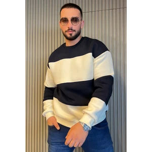 Mishar İtalia Bisiklet Yaka Renk Garnili Üç Iplik Şardonlu Erkek Sweatshirt