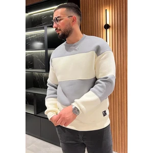 Mishar İtalia Bisiklet Yaka Renk Garnili Üç Iplik Şardonlu Erkek Sweatshirt