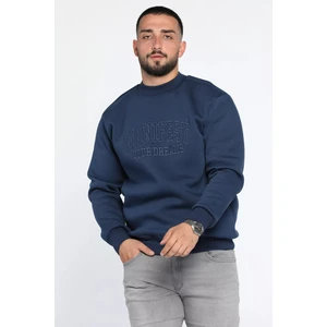 Mishar İtalia Bisiklet Yaka Nakışlı Üç Iplik Şardonlu Erkek Sweatshirt