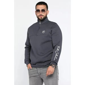 Mishar İtalia Dik Yaka Yarım Fermuarlı Üç Iplik Şardonlu Erkek Sweatshirt