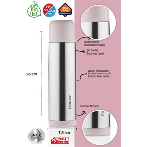 750 ml Çift Kat Paslanmaz Çelik Termos