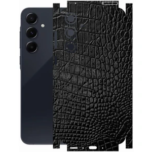 ECR MOBILE Samsung A55 ile Uyumlu Deri Desenli Siyah Arka Kaplama