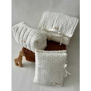 Alt Açma Matı, Bakım Çantası ve Bez Çantası Set Ponponlu Müslin