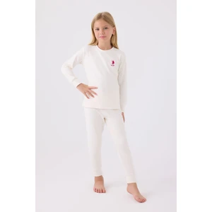 U.S. Polo Assn. Kız Çocuk Beyaz Uzun Kol Pijama Takım